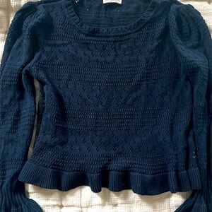 LoveShackFancy Navy Knit Cotton Sweater XS